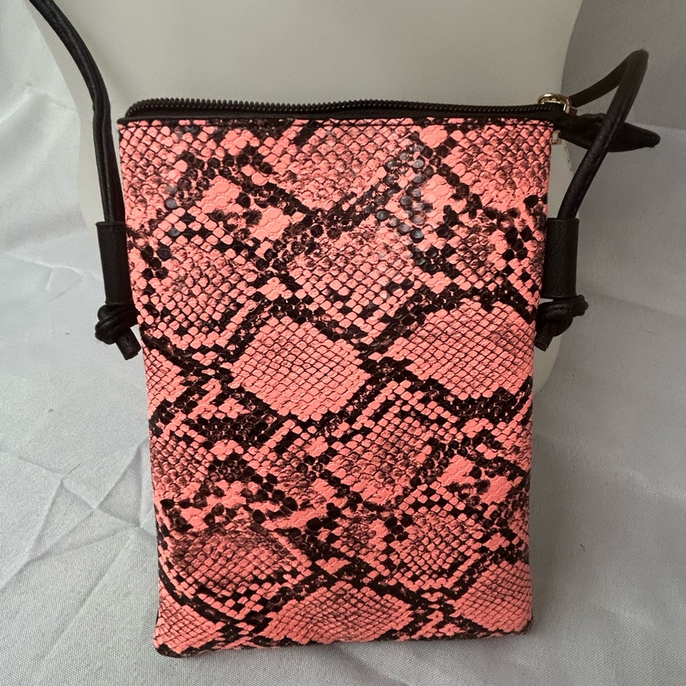 Pink Snake Print Crossbody Bag
